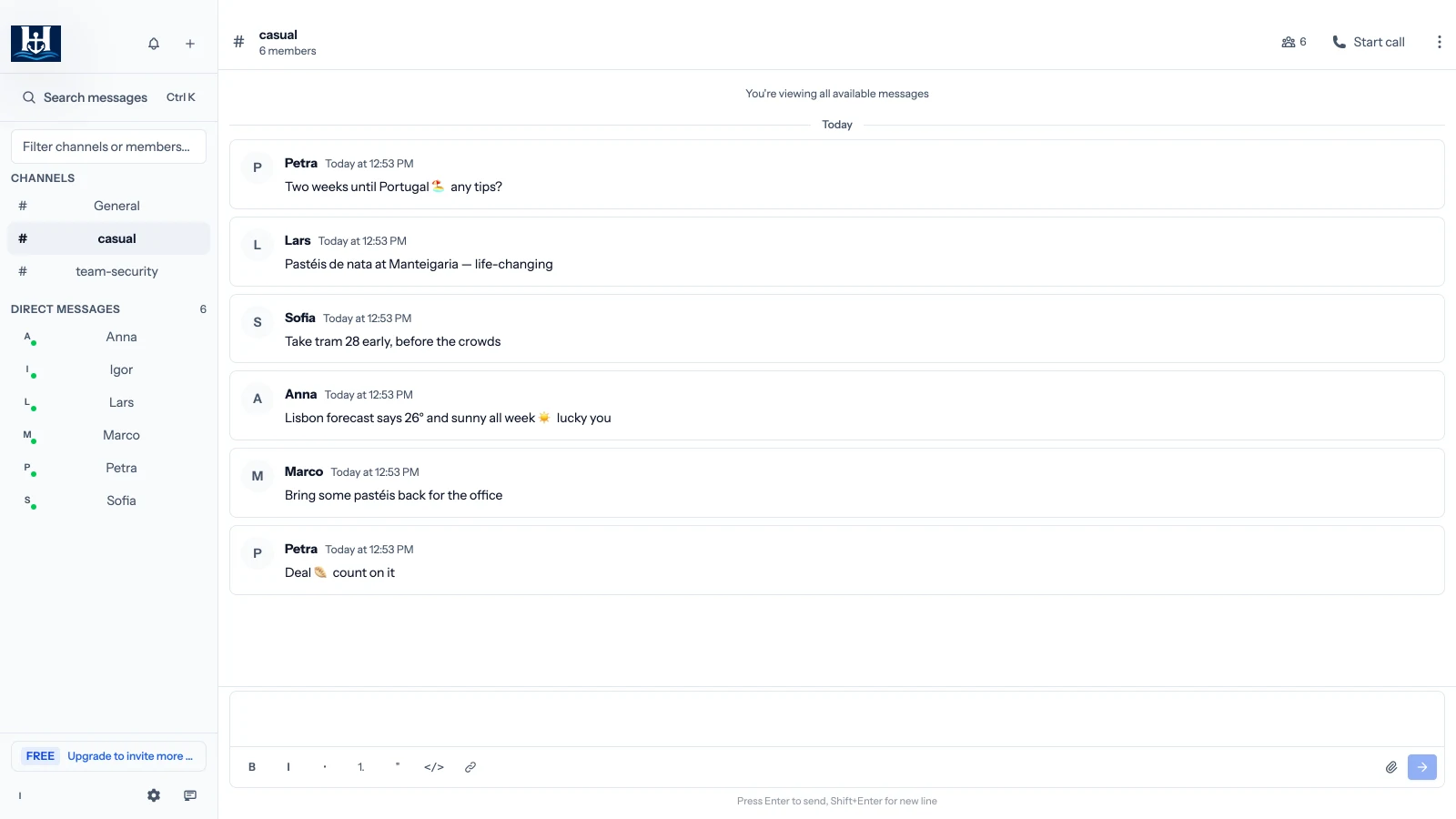 The HansaChat chat window