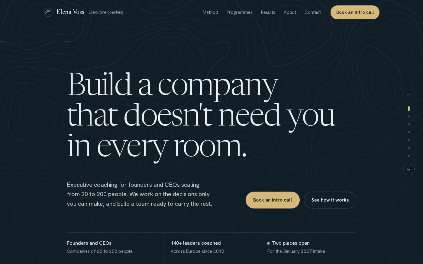 Elena Voss executive coach website template — full preview